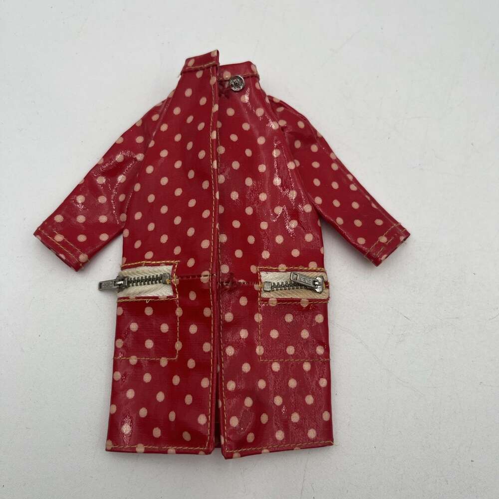 Vintage 1965 Barbie Francie Skipper Red Poka Dot Rain Coat Jacket